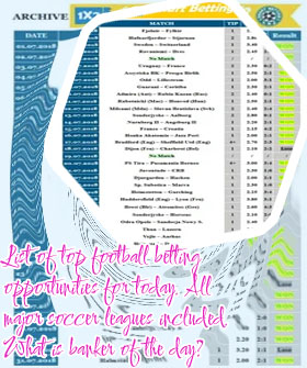 Sure win for today football betting prediction